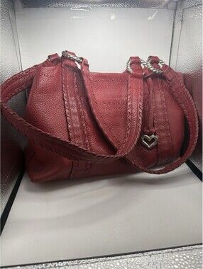 Brighton Southwest Studded Red Leather Shoulder Bag Tote Handbag Purse EUC